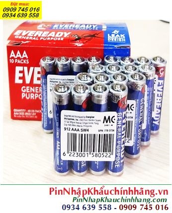 COMBO 01hộp=40viên Pin 1.5v Eveready 912 AAA SW4 /R03 Indonesia _Giá chỉ 95.000/Hộp 40viên